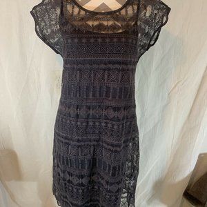 GARNET HILL Bohemian Lace Sheath Dress Gray Sz 10